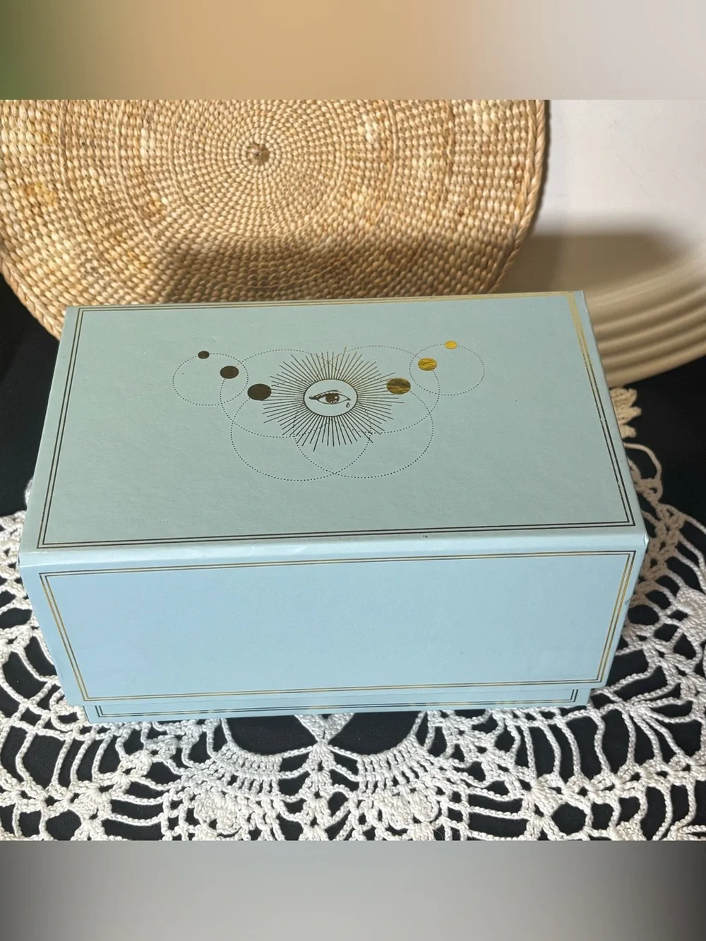 Spitfire Girl Wysper Ceramic Box 24K Gold Art Deco Faces Jewelry Keepsake Box